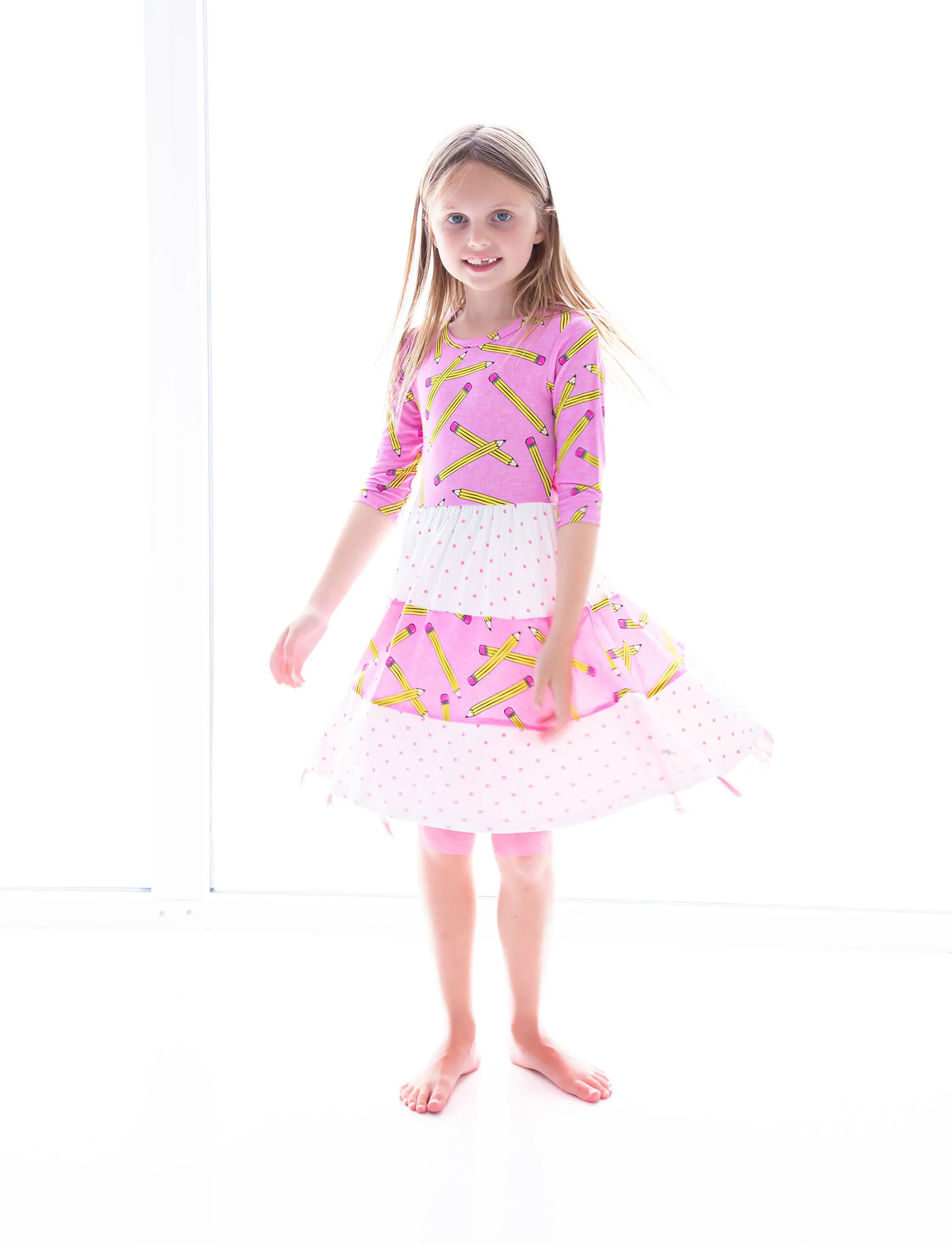 Birdie Bean Grace/Marie Pink Pencils Back to School Girls Birdie Dress