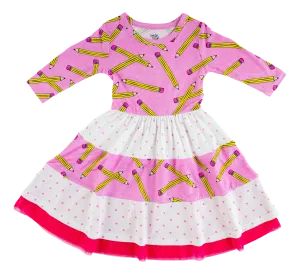 Birdie Bean Grace/Marie Pink Pencils Back to School Girls Birdie Dress