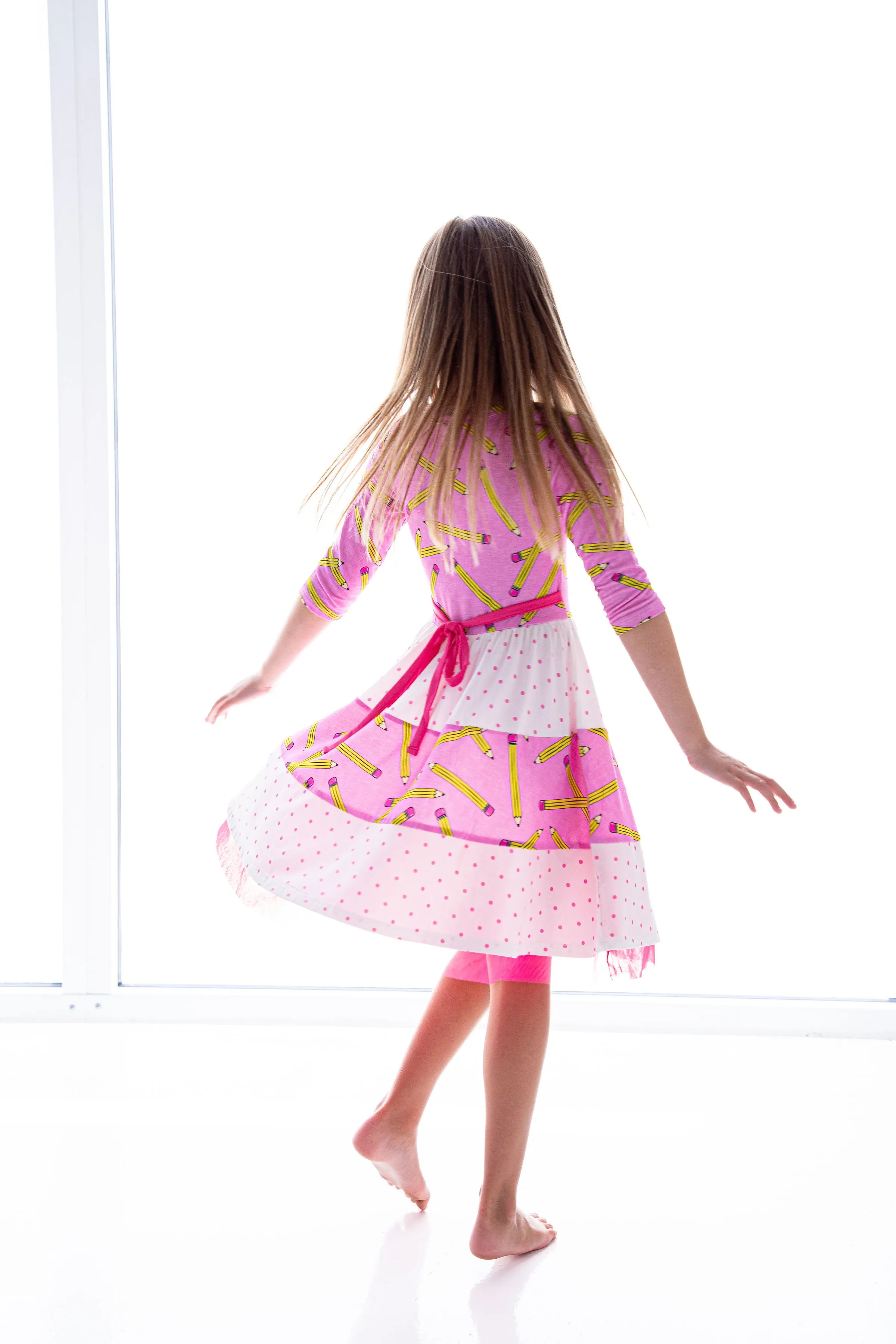 Birdie Bean Grace/Marie Pink Pencils Back to School Girls Birdie Dress