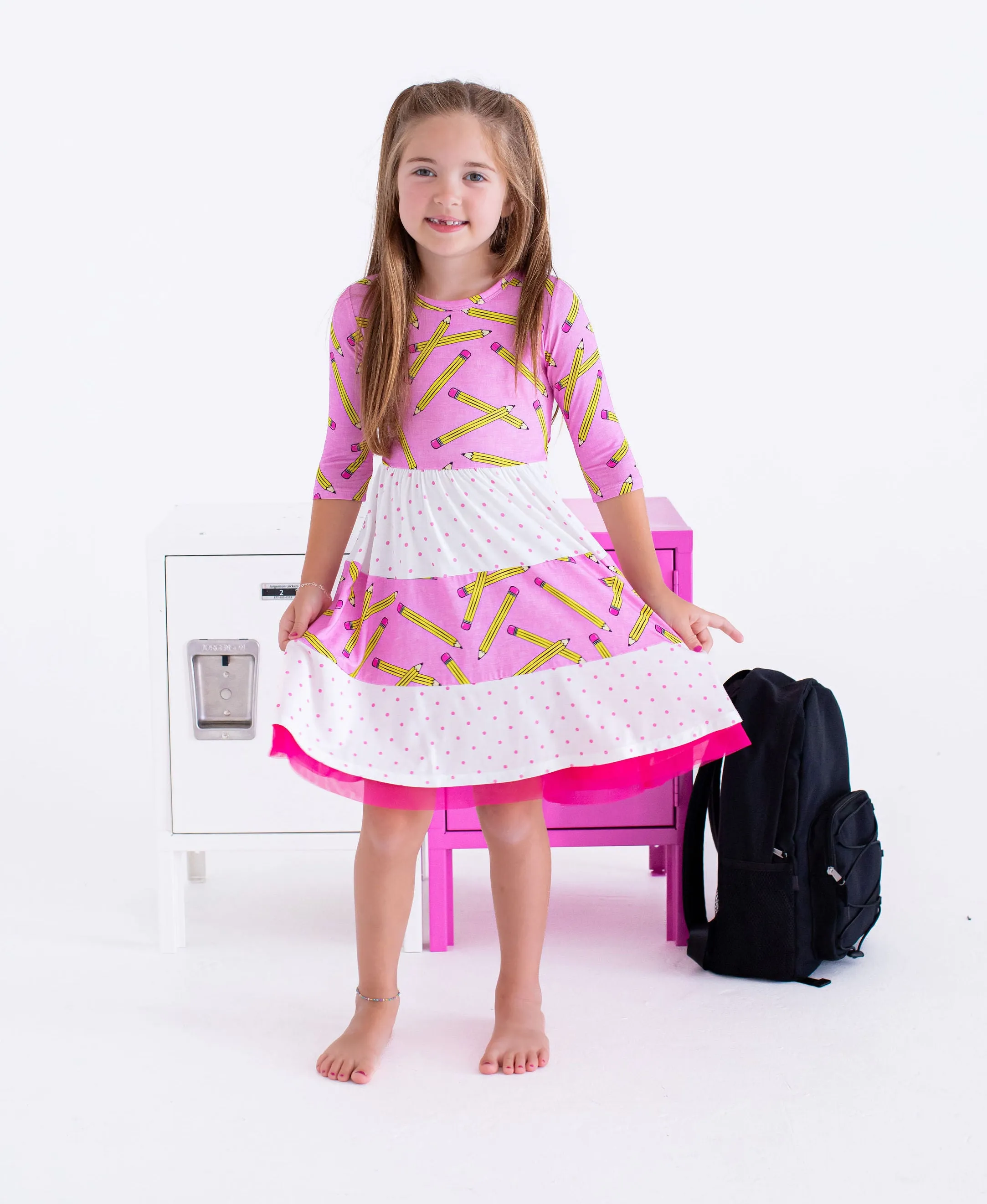 Birdie Bean Grace/Marie Pink Pencils Back to School Girls Birdie Dress
