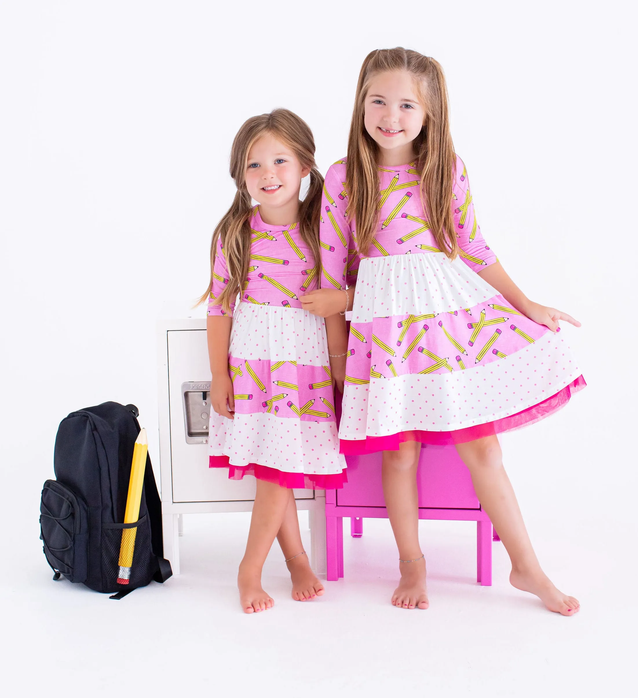 Birdie Bean Grace/Marie Pink Pencils Back to School Girls Birdie Dress