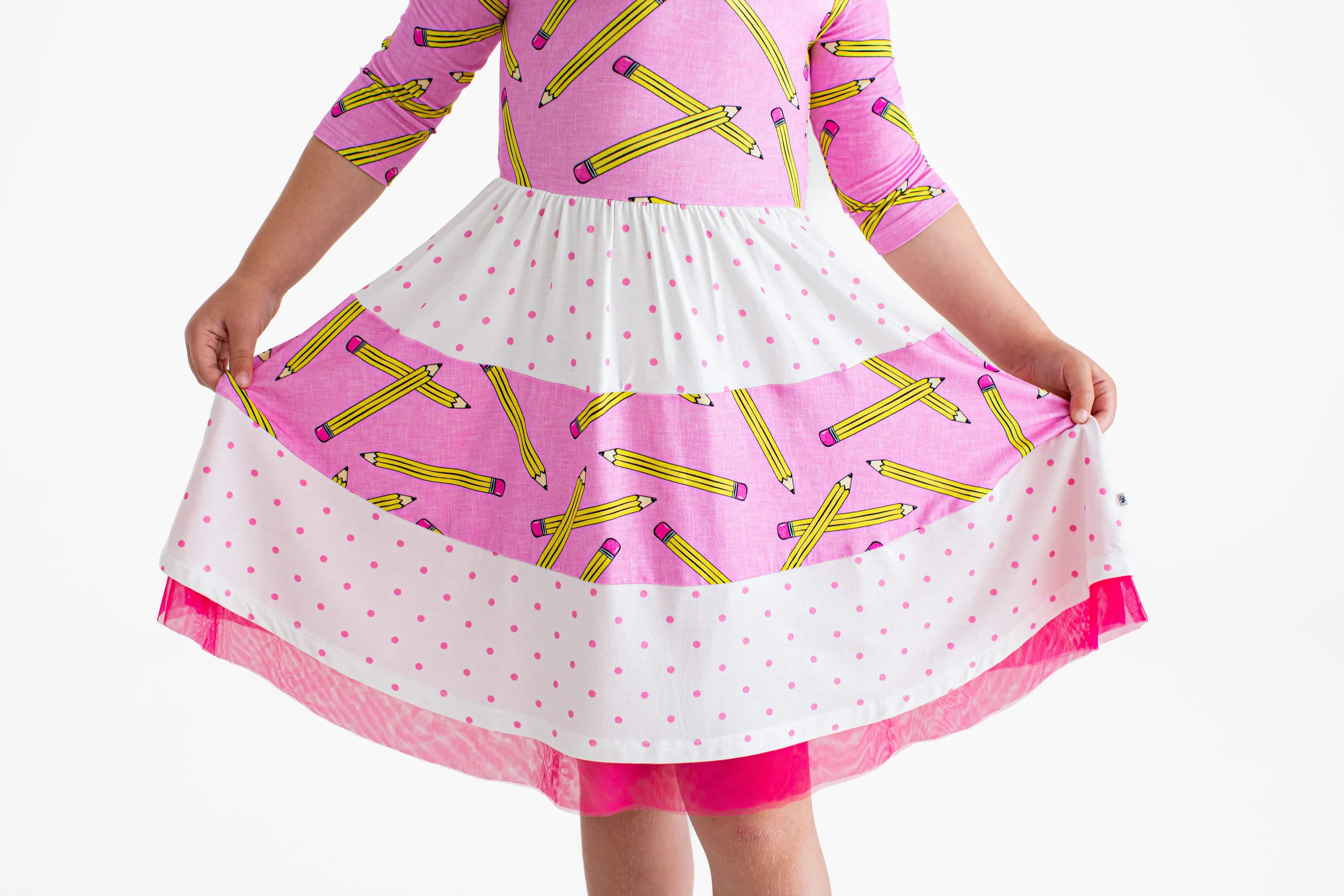 Birdie Bean Grace/Marie Pink Pencils Back to School Girls Birdie Dress