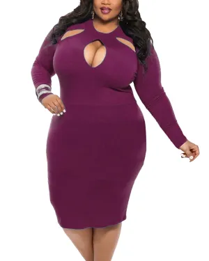BIUBIU Women's Plus Size Sexy Long Sleeve Club Bodycon Bandage Midi Dress L-4XL