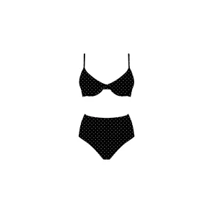 Black and White Polka Dot High Waist Bikini