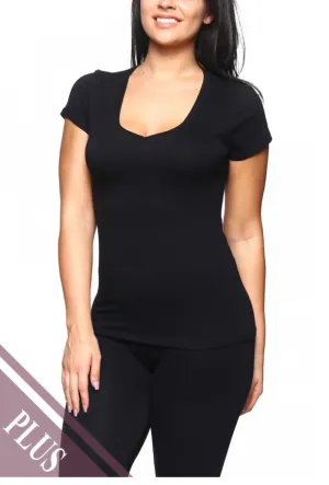 Black Cotton Knit Top Juniors Plus