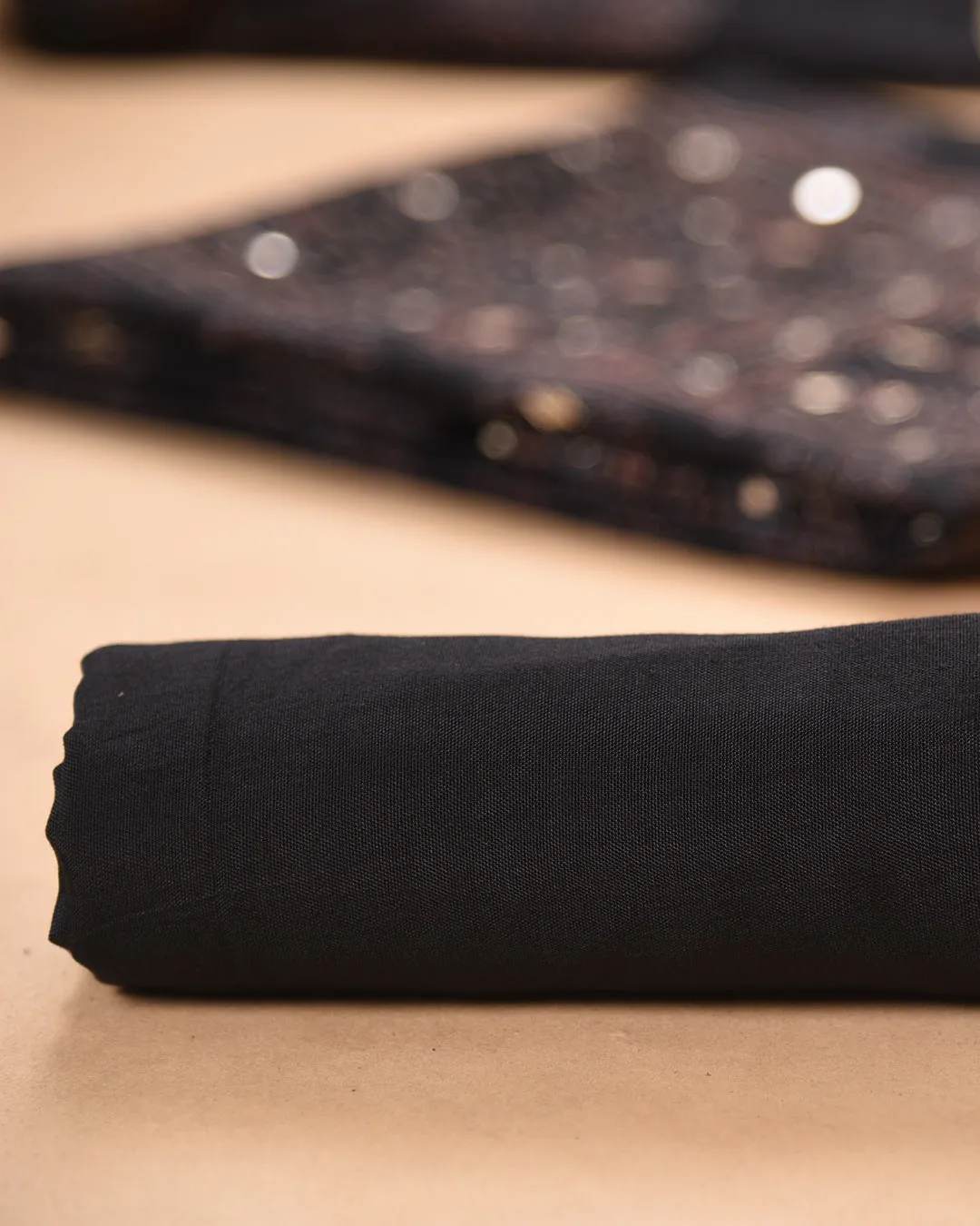 Black Cotton Silk Blend Printed With Embroidery Unstitched Suit Fabric Set With Cotton Silk Printed Dupatta