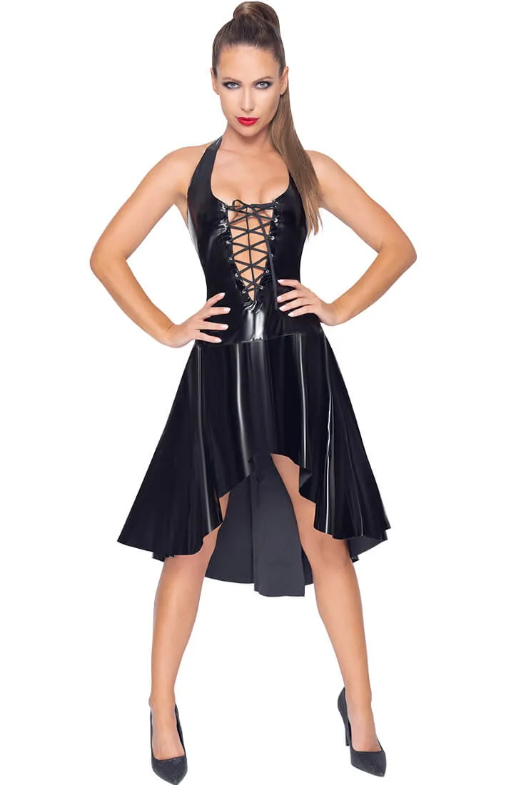 Black lace-up vinyl dress - High Maintenance