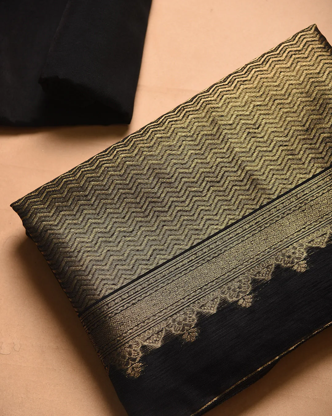 Black Linen Silk Blend Woven Unstitched Suit Fabric Set With Linen Silk Blend Woven Dupatta