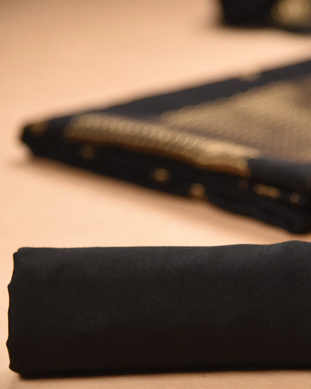Black Linen Silk Blend Woven Unstitched Suit Fabric Set With Linen Silk Blend Woven Dupatta
