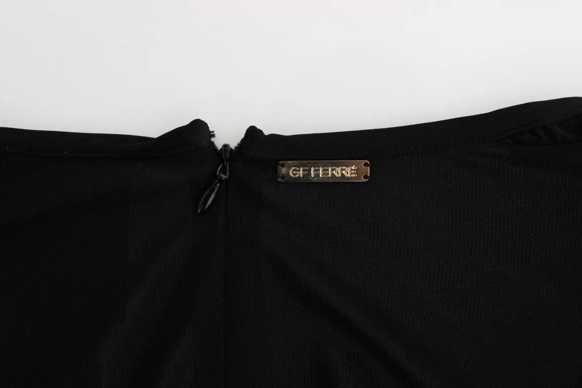 Black Longsleeved Wiggle Viscose Pencil Dress