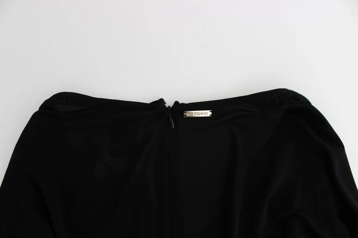 Black Longsleeved Wiggle Viscose Pencil Dress