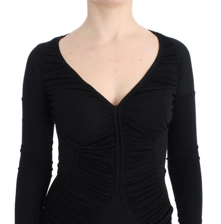 Black Longsleeved Wiggle Viscose Pencil Dress