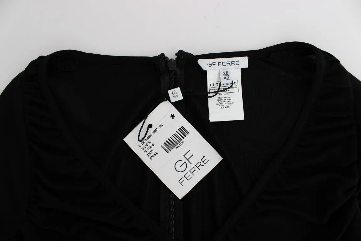 Black Longsleeved Wiggle Viscose Pencil Dress