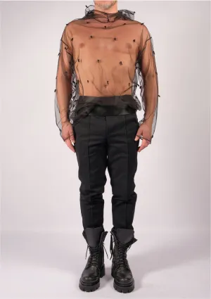 Black Mesh Hoodie