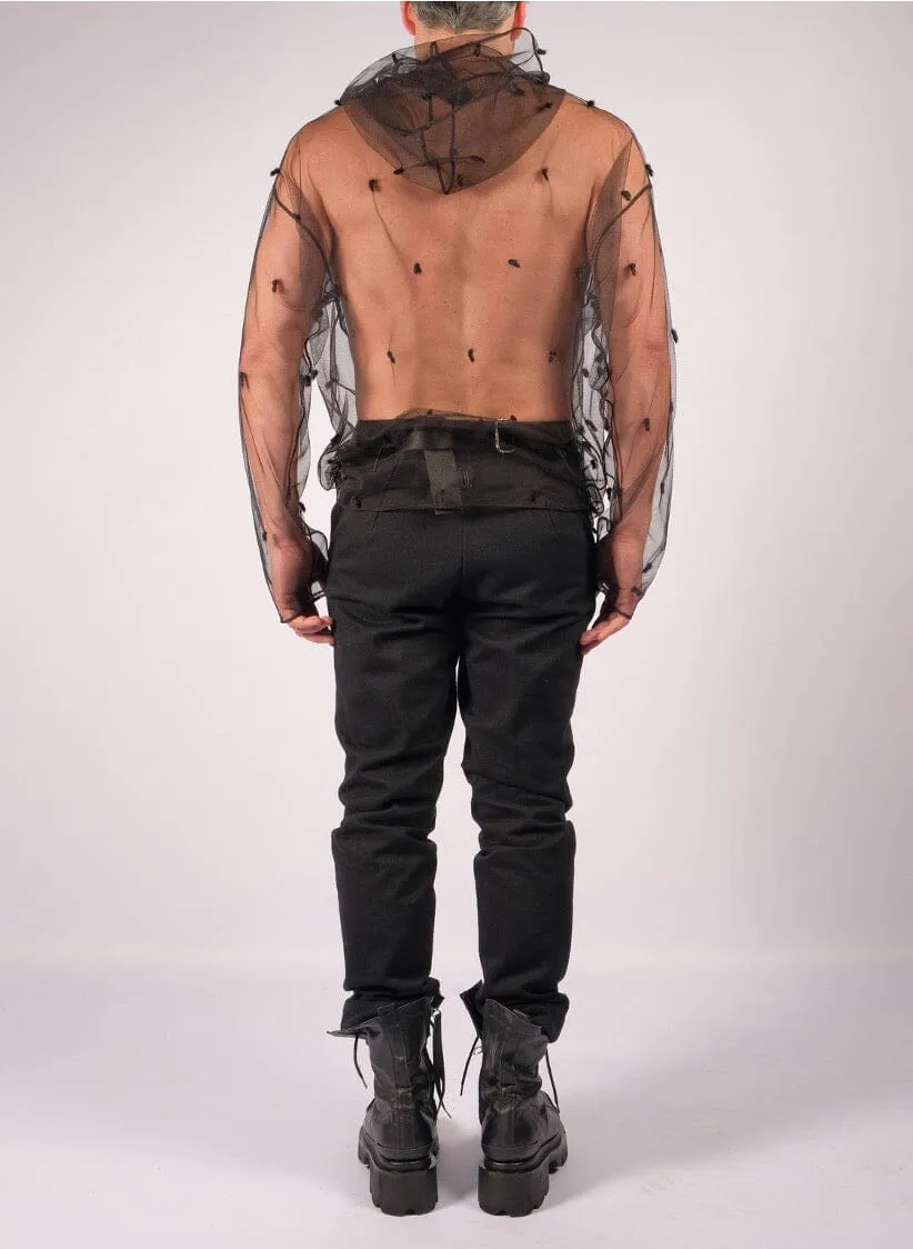 Black Mesh Hoodie