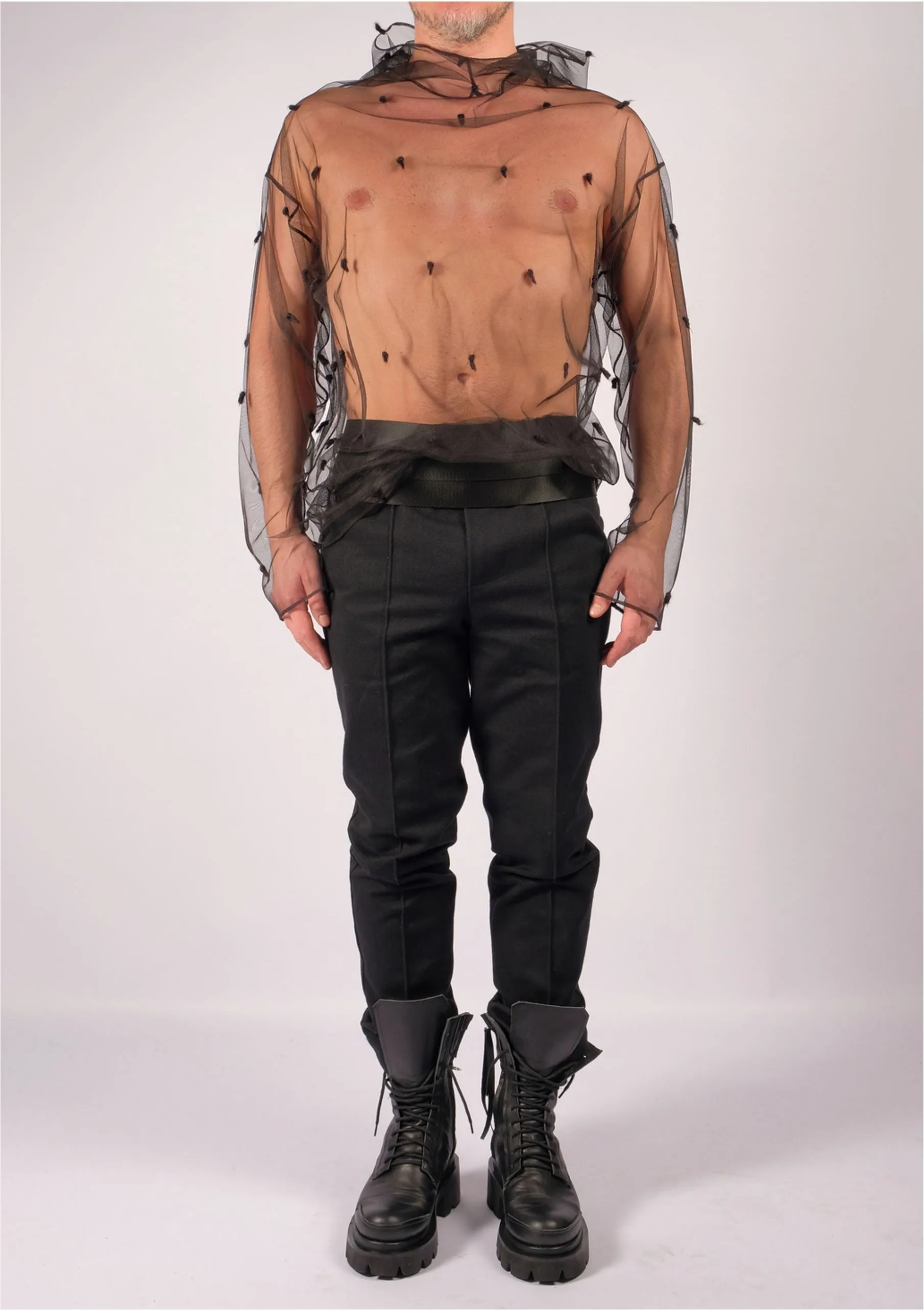 Black Mesh Hoodie