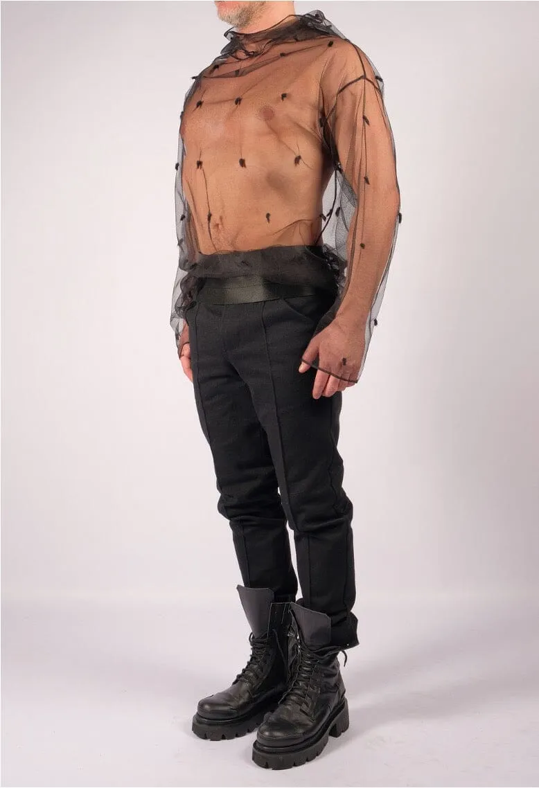 Black Mesh Hoodie