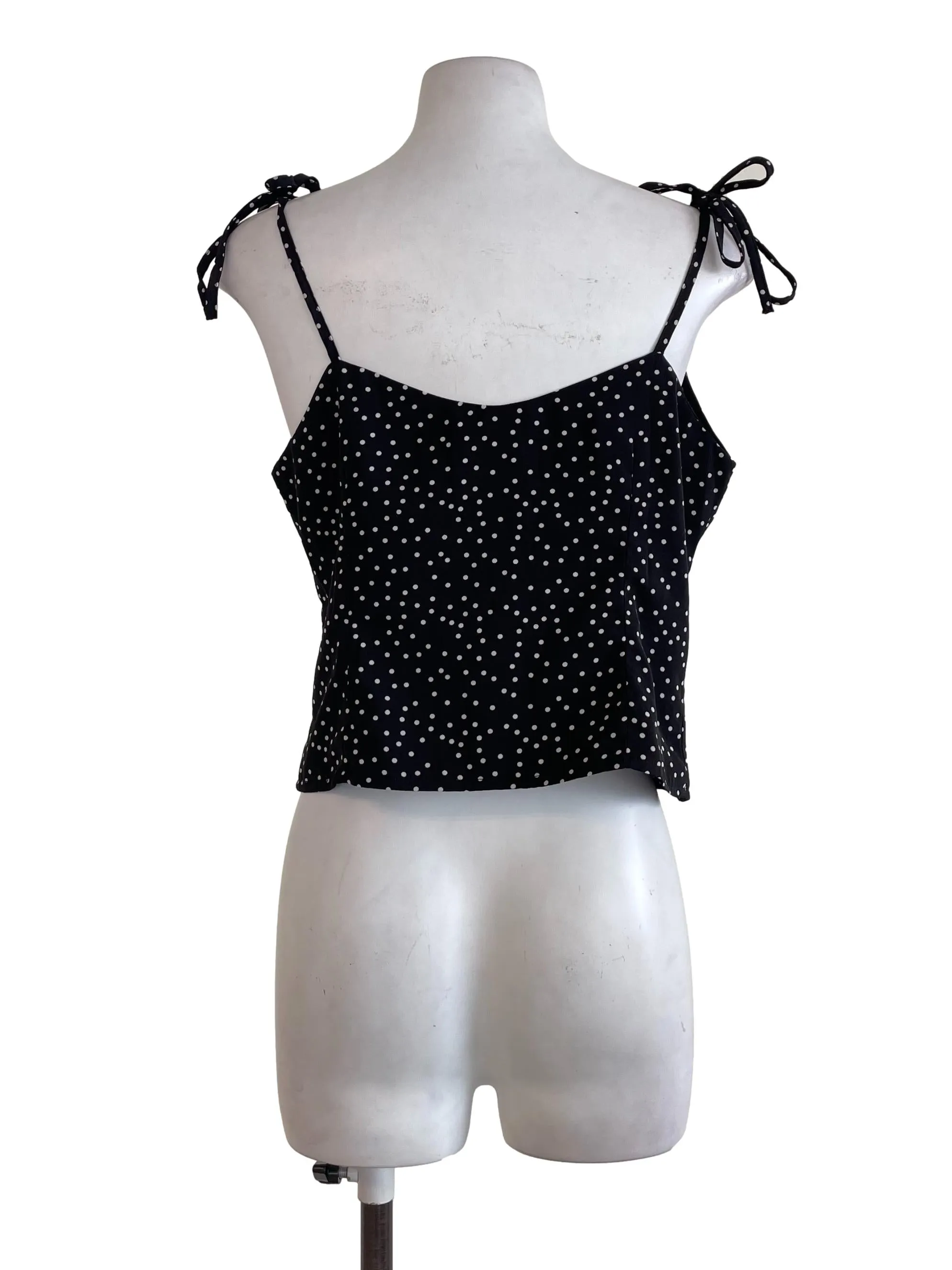 Black Polka Dots Sweetheart Top