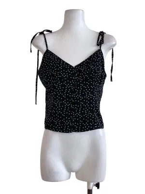 Black Polka Dots Sweetheart Top