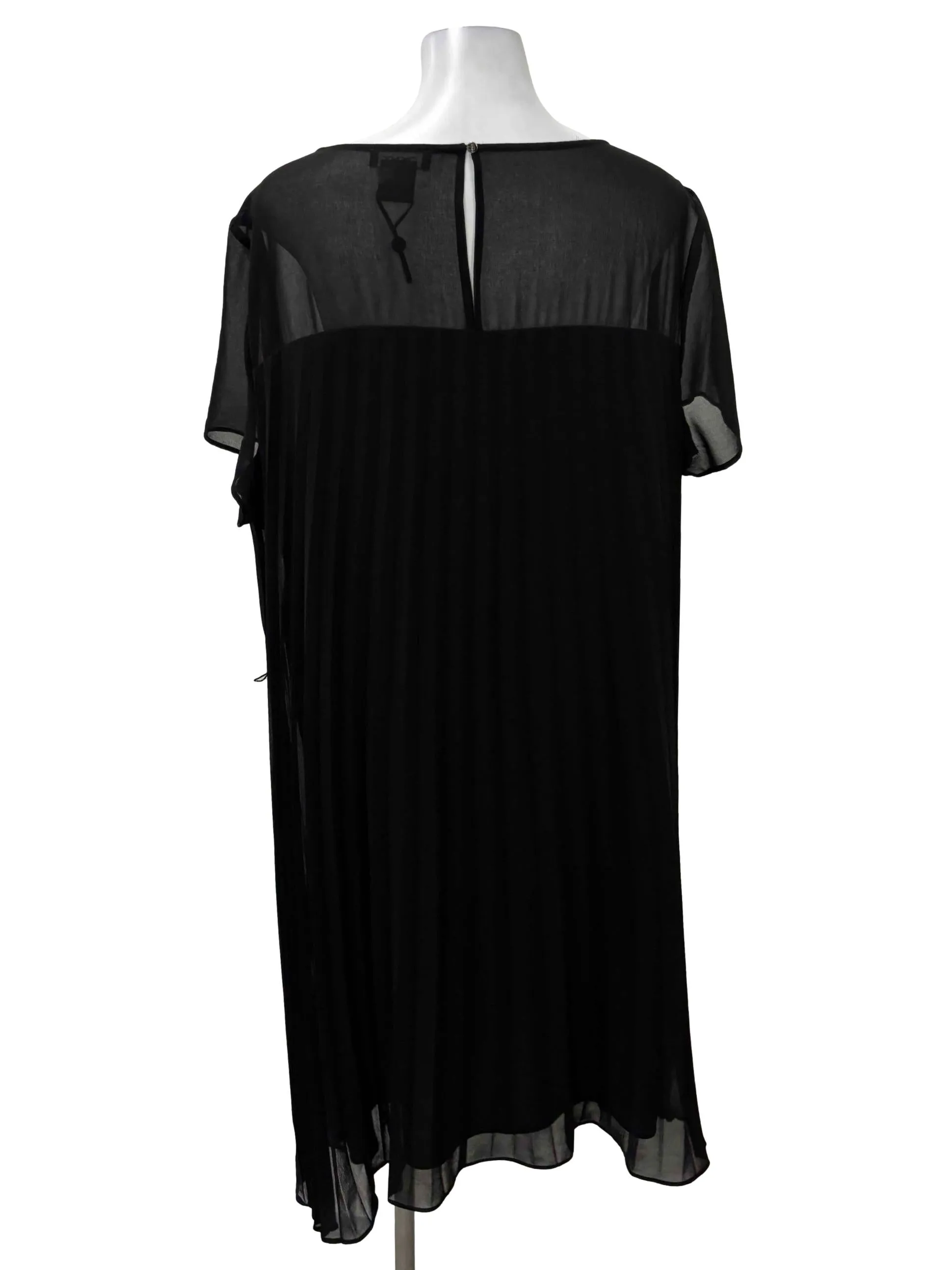 Black Semi Sheer Pleated Dress