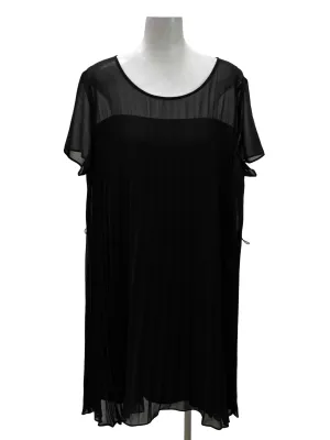 Black Semi Sheer Pleated Dress