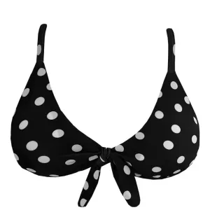 Black White Polka Dots Brazilian Fixed Knot Triangle Bikini Top