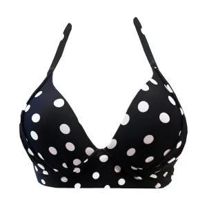 Black White Polka Dots Brazilian Halter Bikini Top