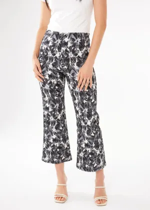 Blair Pant Black & White Hibiscus Jacquard