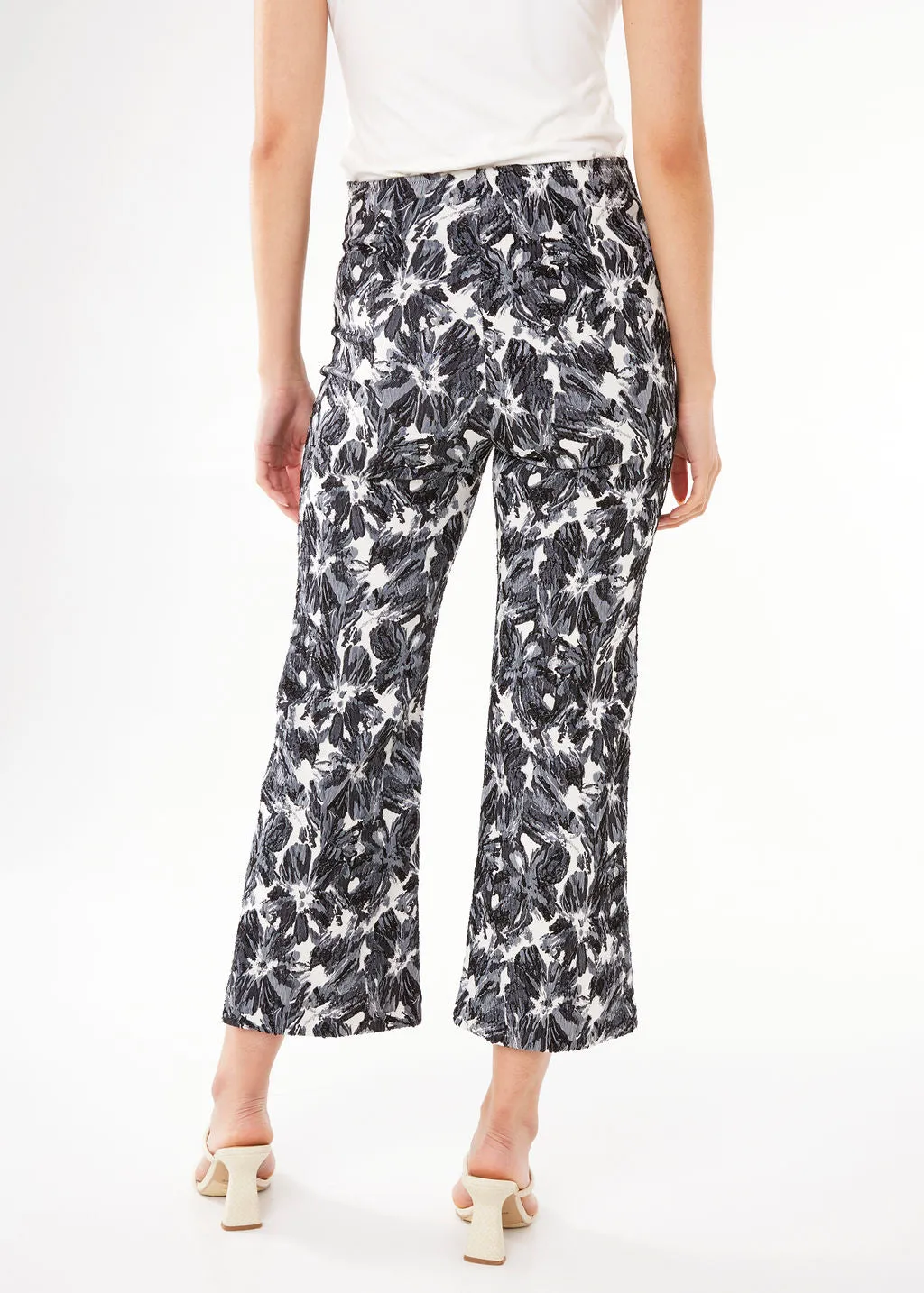 Blair Pant Black & White Hibiscus Jacquard