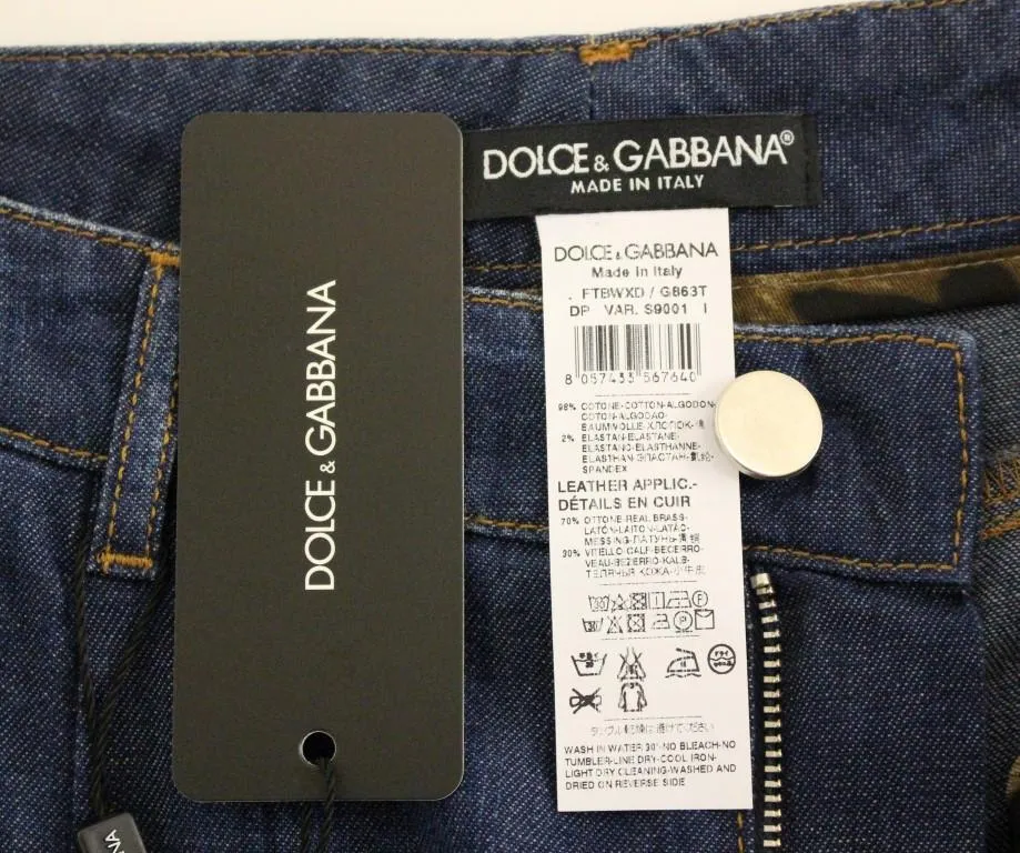 Blue Cotton Cropped Regular Fit Jeans