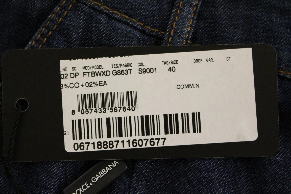 Blue Cotton Cropped Regular Fit Jeans