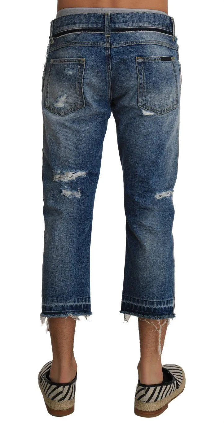 Blue Denim CLASSIC Crystal Cropped Jeans  Pants