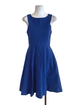 Blue Pleated Blouson Dress
