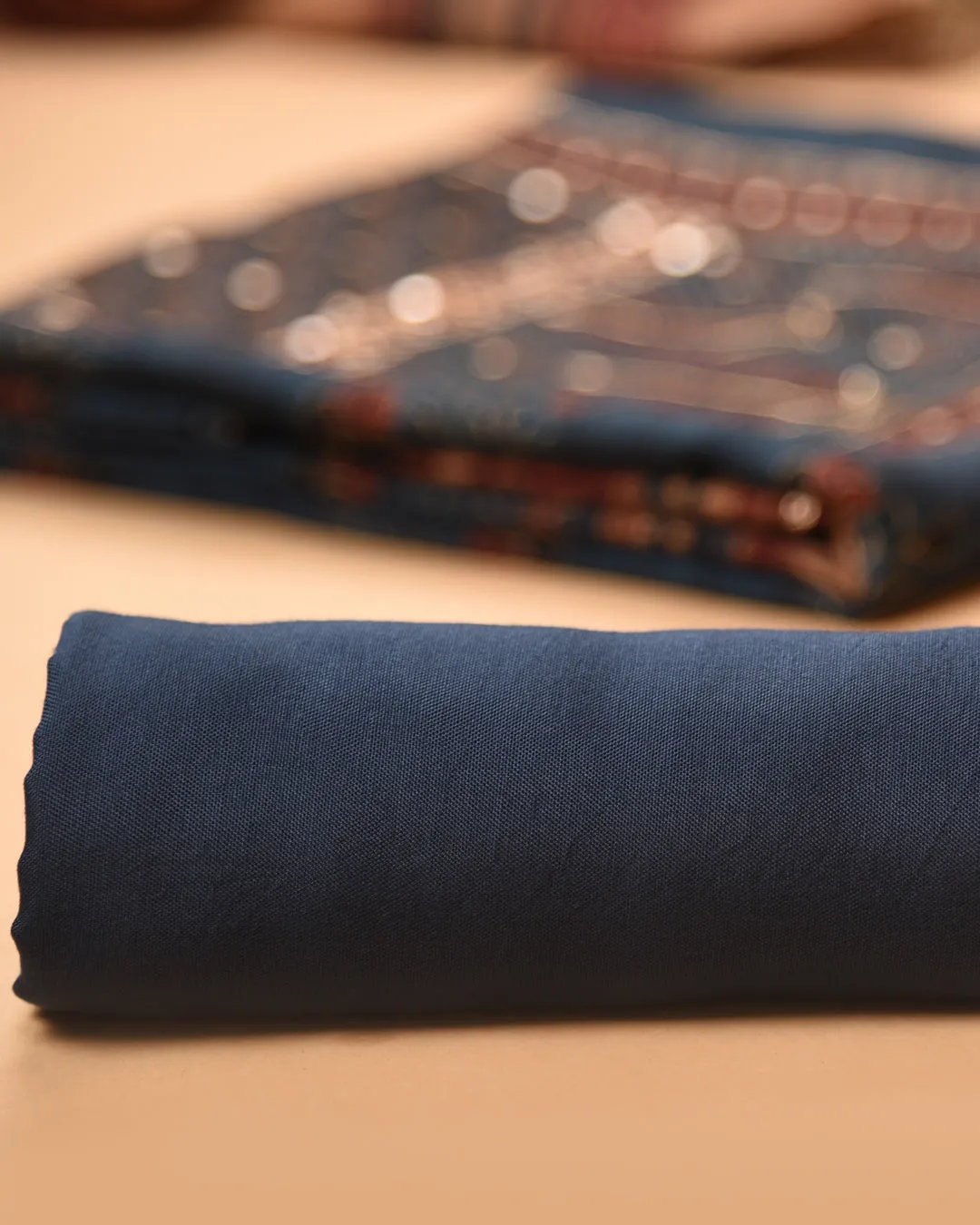 Blue Silk Blend Printed With Embroidery Unstitched Suit Fabric Set With Silk Blend Dupatta