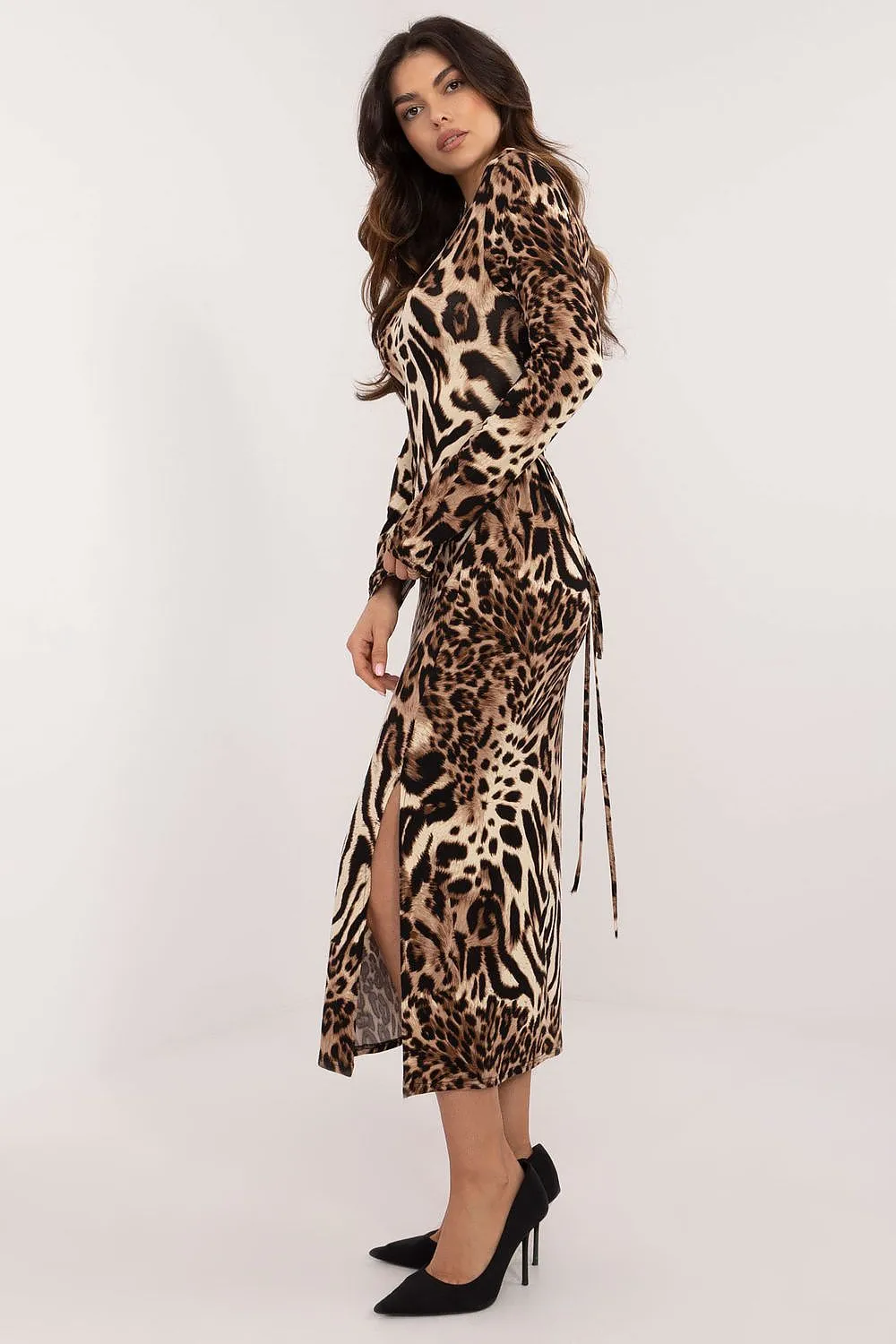 Bold Midi Pencil Dress with Corset Back