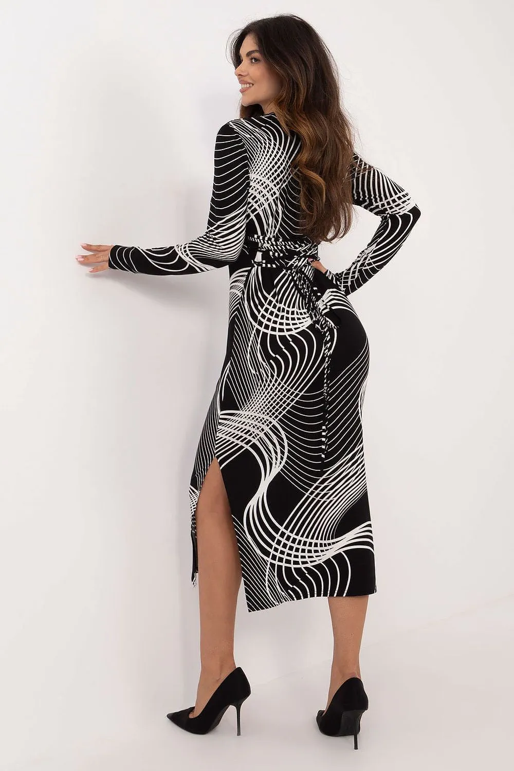 Bold Midi Pencil Dress with Corset Back