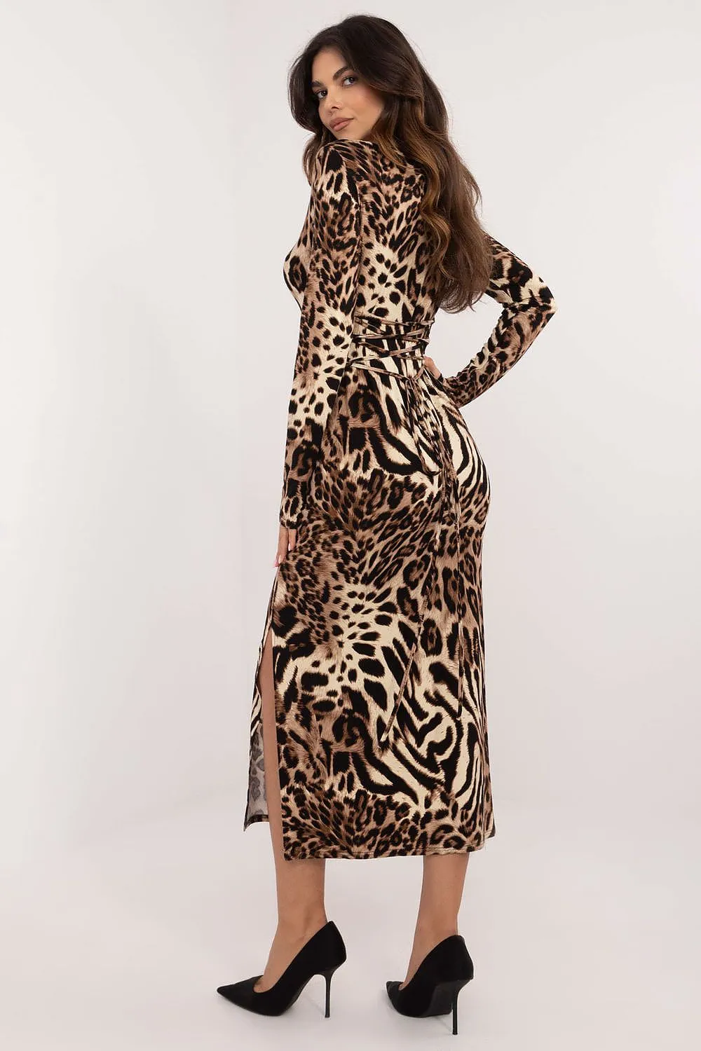 Bold Midi Pencil Dress with Corset Back