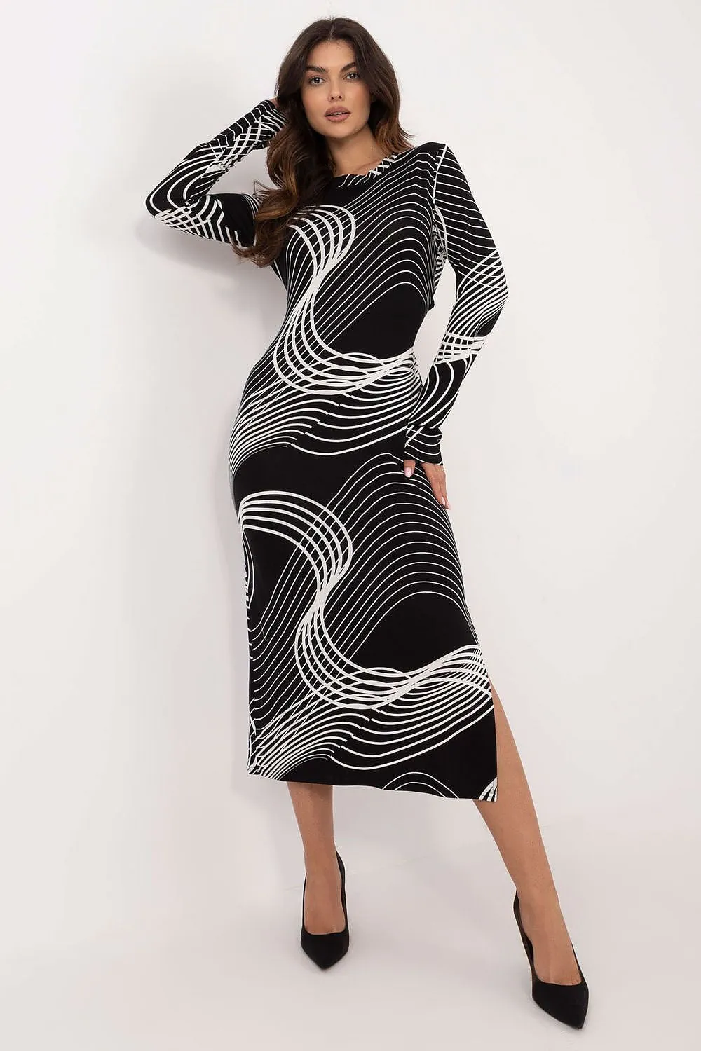 Bold Midi Pencil Dress with Corset Back