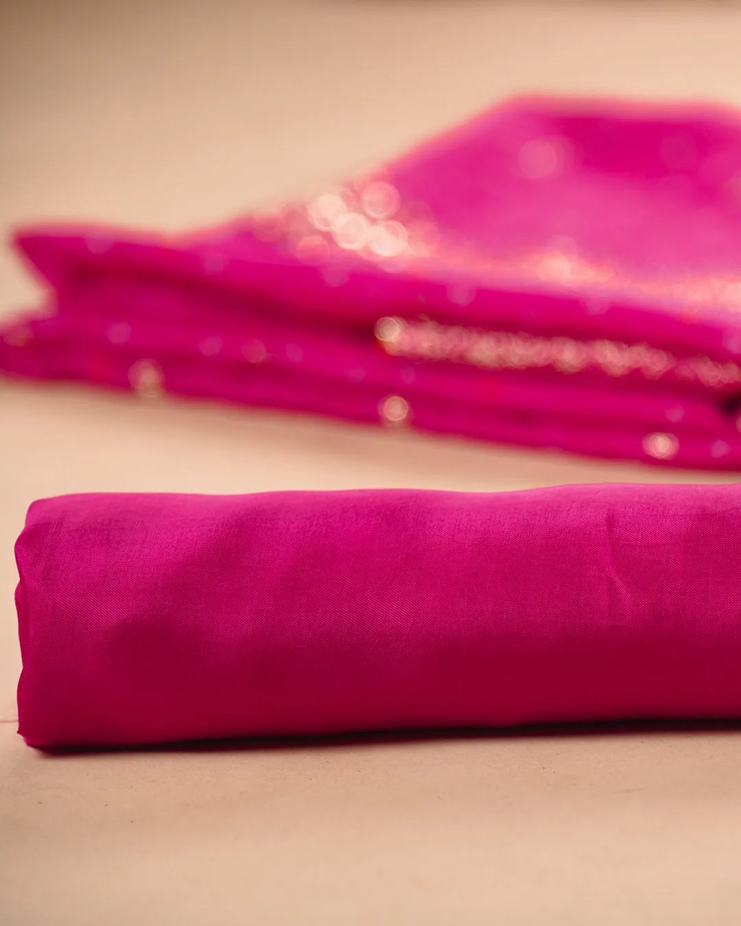 Bright Pink Silk Viscose Blend Woven With Embroidery Unstitched Suit Fabric Set With Silk Viscose Blend Banarasi Woven Dupatta