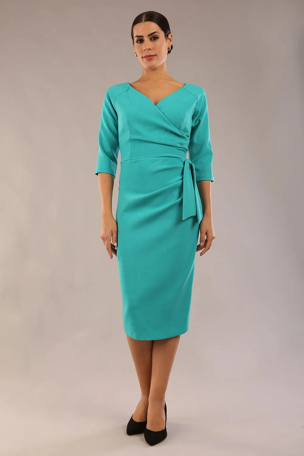 Bronwen 3/4 sleeved Tie Pencil Dress