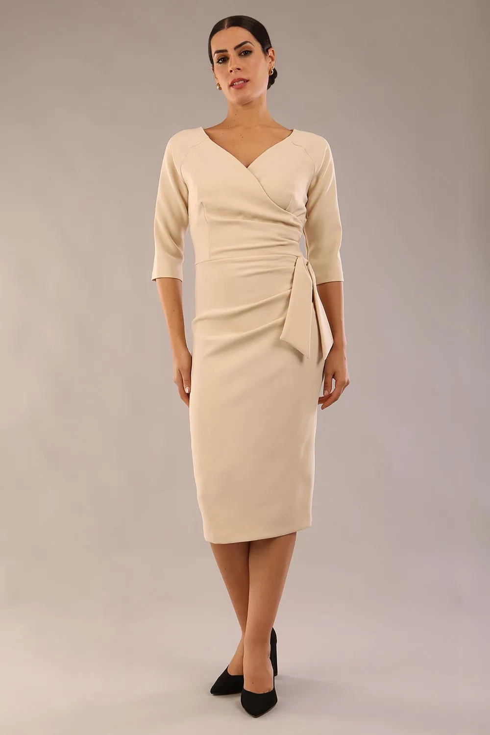 Bronwen 3/4 sleeved Tie Pencil Dress