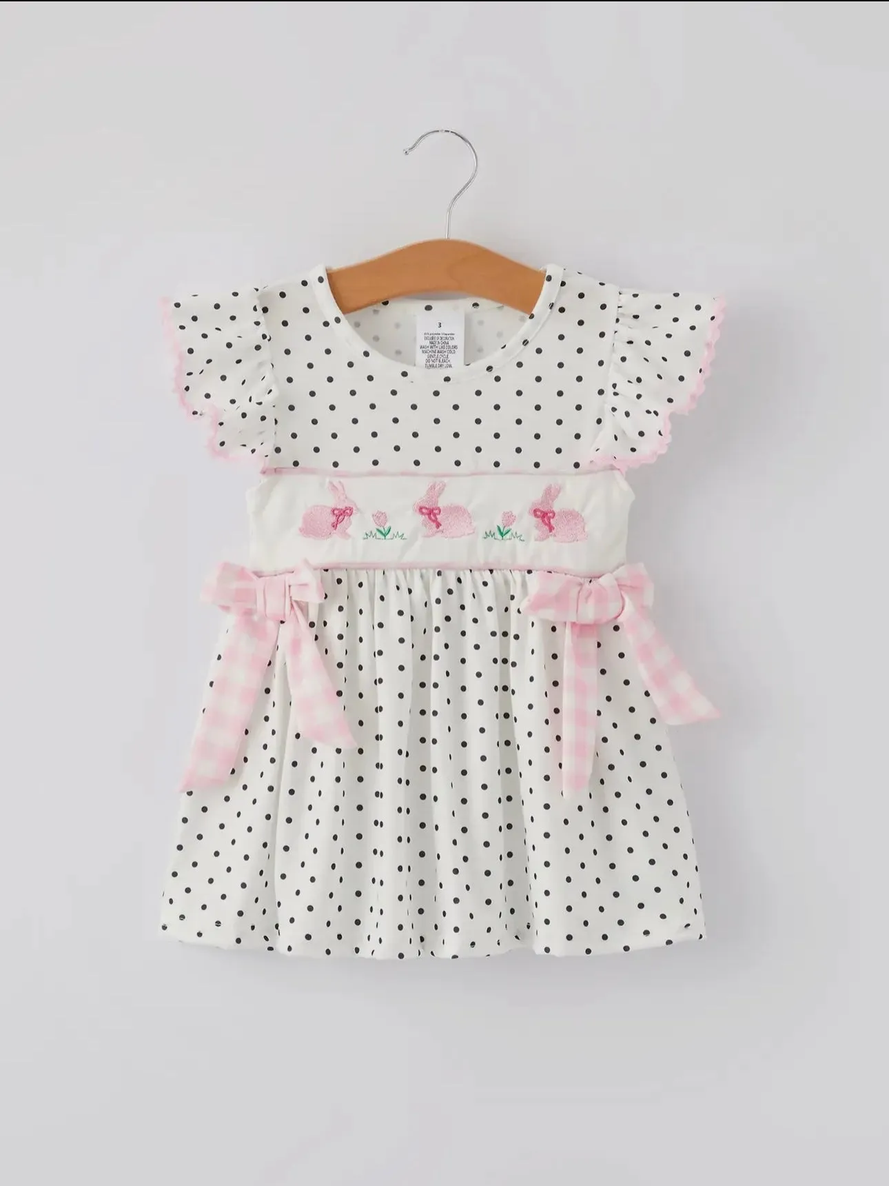 Bunny Hop & Dots Smocked Shorts Set: White Multi