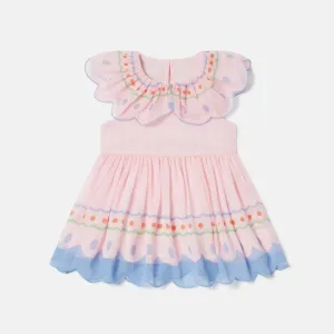 Butterfly Pleated Cap-Sleeve Dress