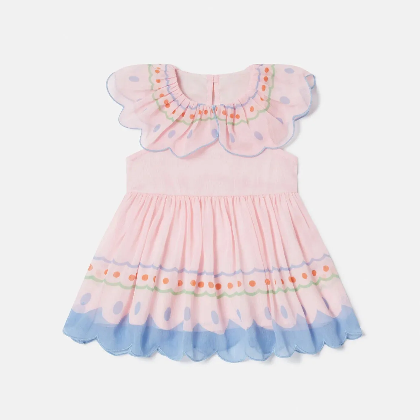 Butterfly Pleated Cap-Sleeve Dress