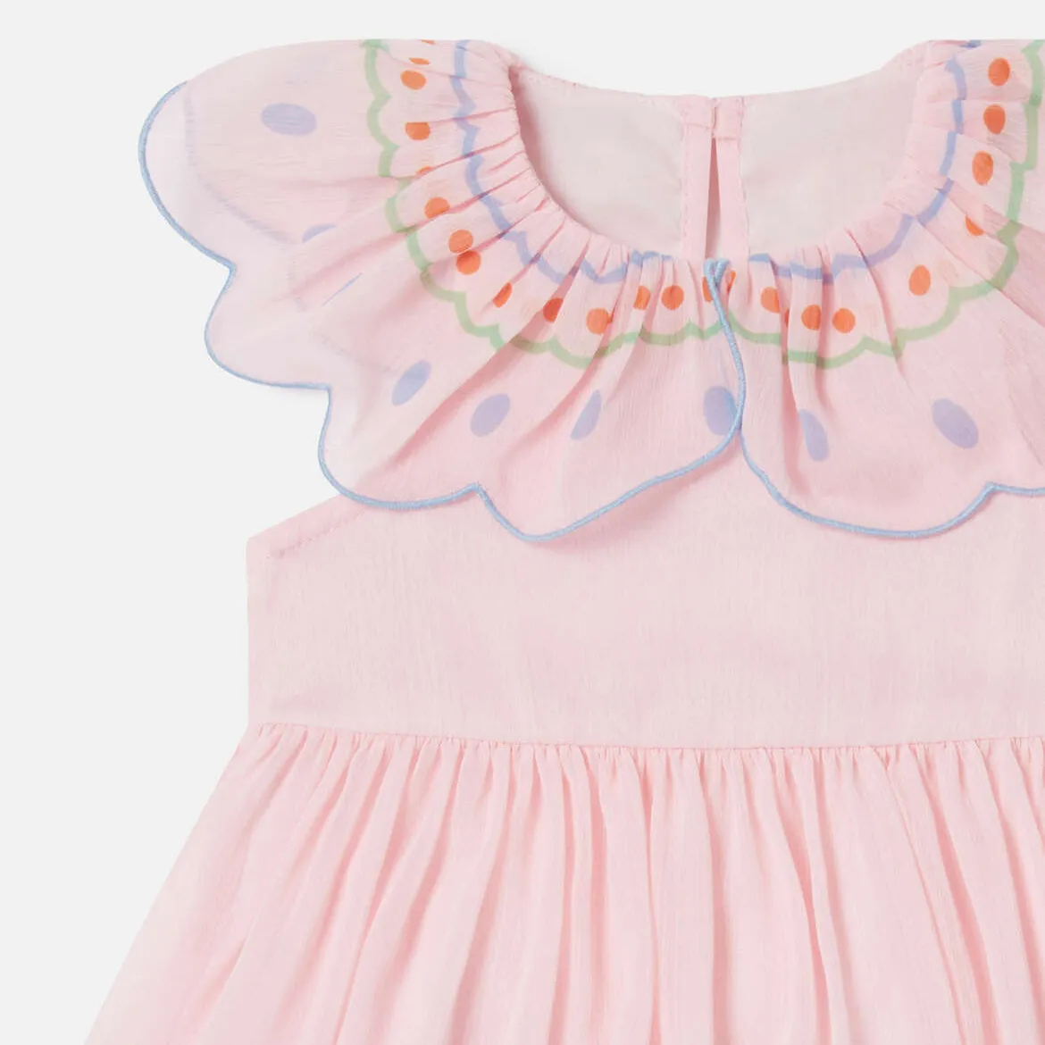 Butterfly Pleated Cap-Sleeve Dress