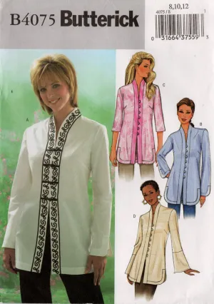 Butterick B4075 Womens  Pullover Caftan Style Tunic Tops Out Of Print Sewing Pattern Size 8 - 12 UNCUT Factory Folded