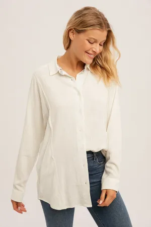 Button Down Oversized Tunic Shirt