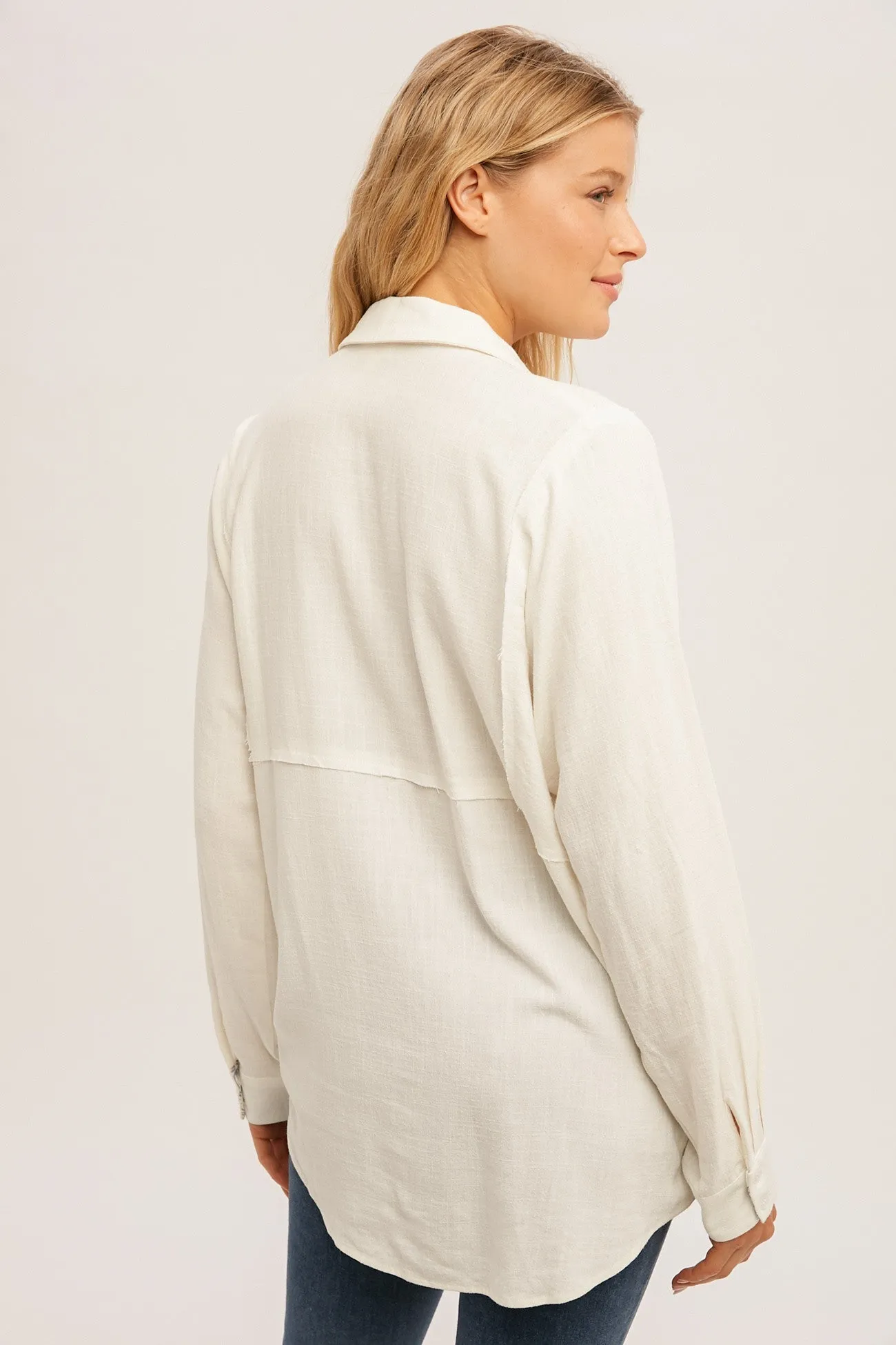 Button Down Oversized Tunic Shirt