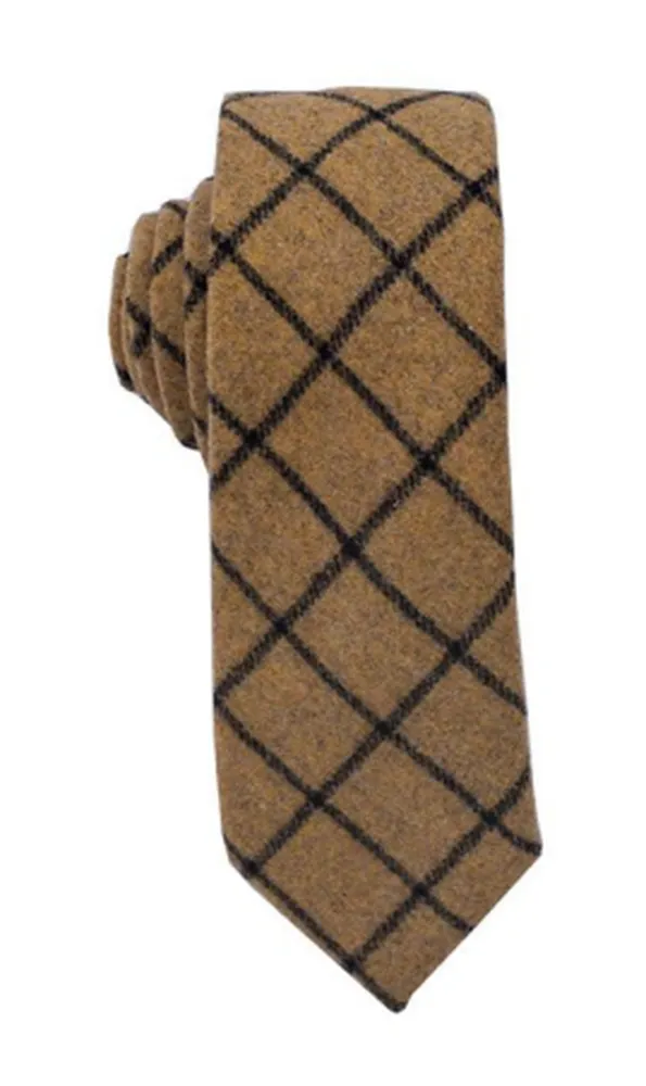 Camel Black-Checkered Wool Tie