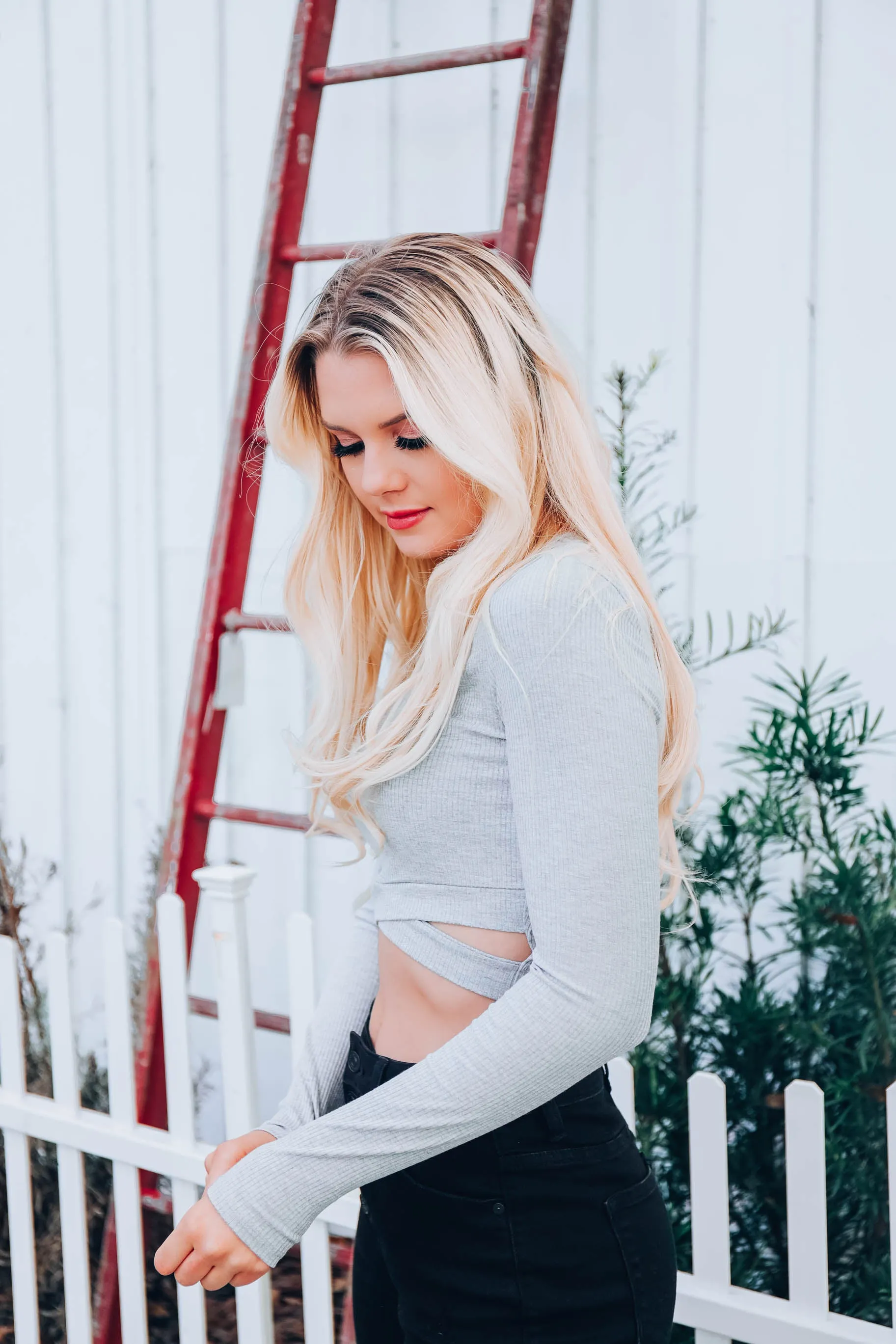 Captivating Ribbed Crop Top - Grey